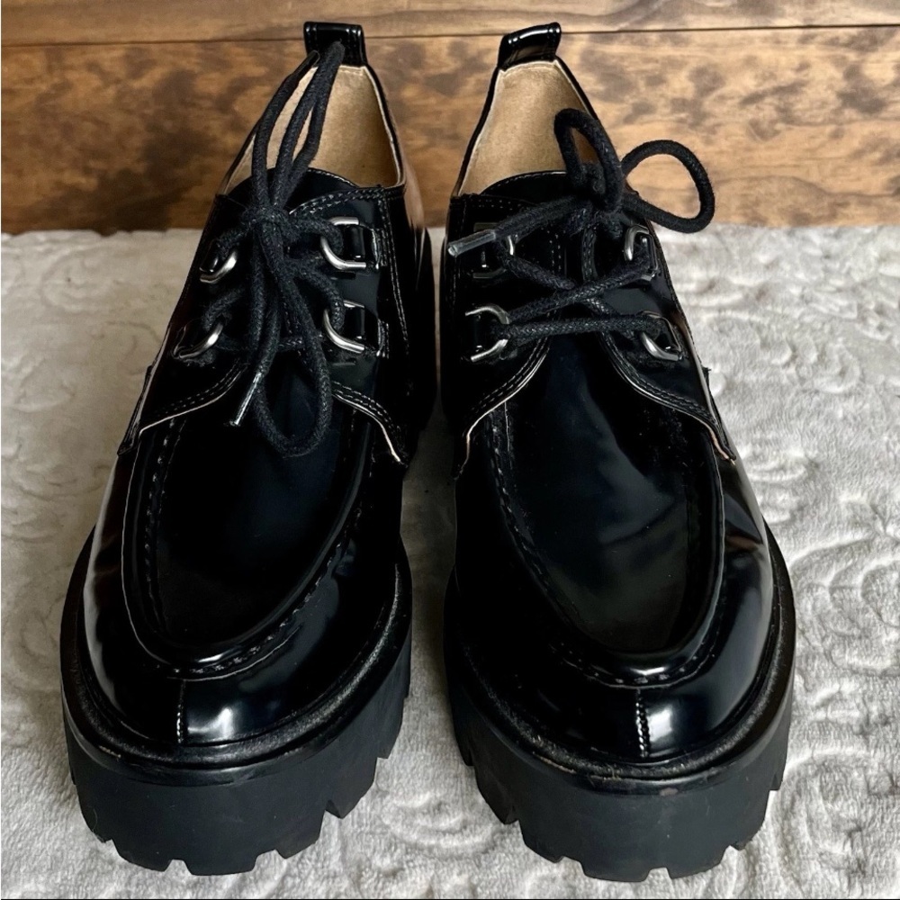 Sam Edelman Monna Sz 8 Black Lug Sole Loafers Y2K Platform Emo EUC H8502S1001 - Picture 9 of 13